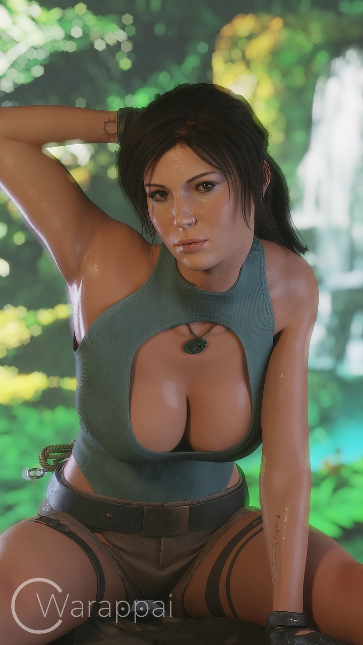Lara's hot day in the jungle Lara Croft Tomb Raider 1girl Boobs Boobies Tits Breasts Cleavage
