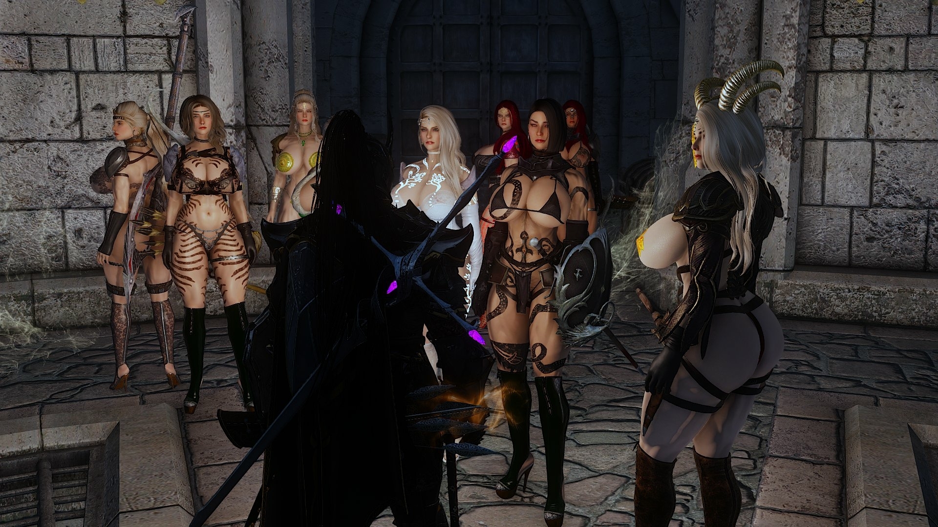 In game Crew Orgy with big female warriors Skyrim 3D porn modding Skyrim 3d Porn Game Gameplay Big Tits Big Breasts Sexy Orgy Gangbang Muscles Musclegirl Abs Fantasy Armor Clothing Videogame