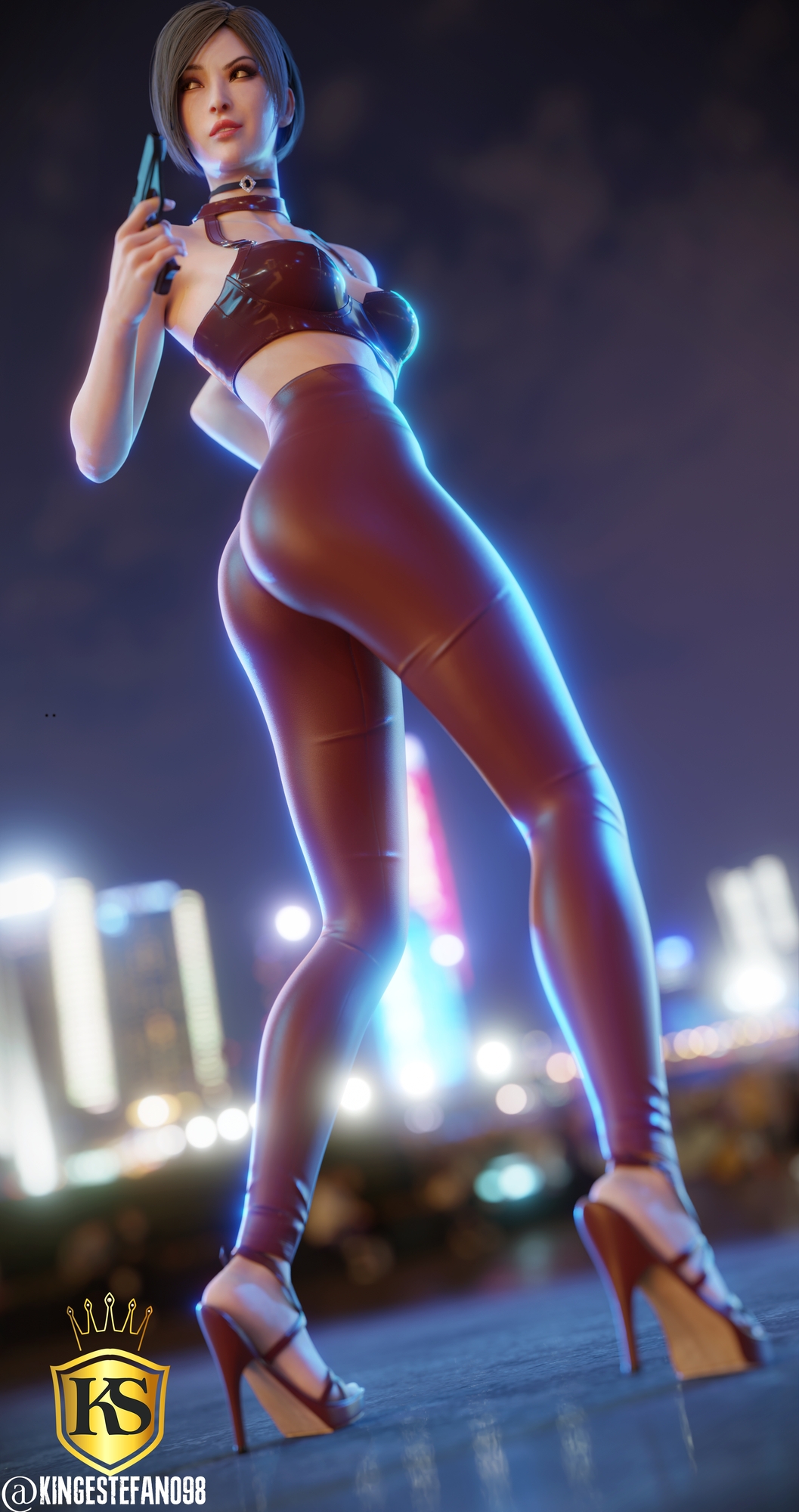 Ada Wong in a spying night. Ada Wong 1girl Pinup Partially_clothed