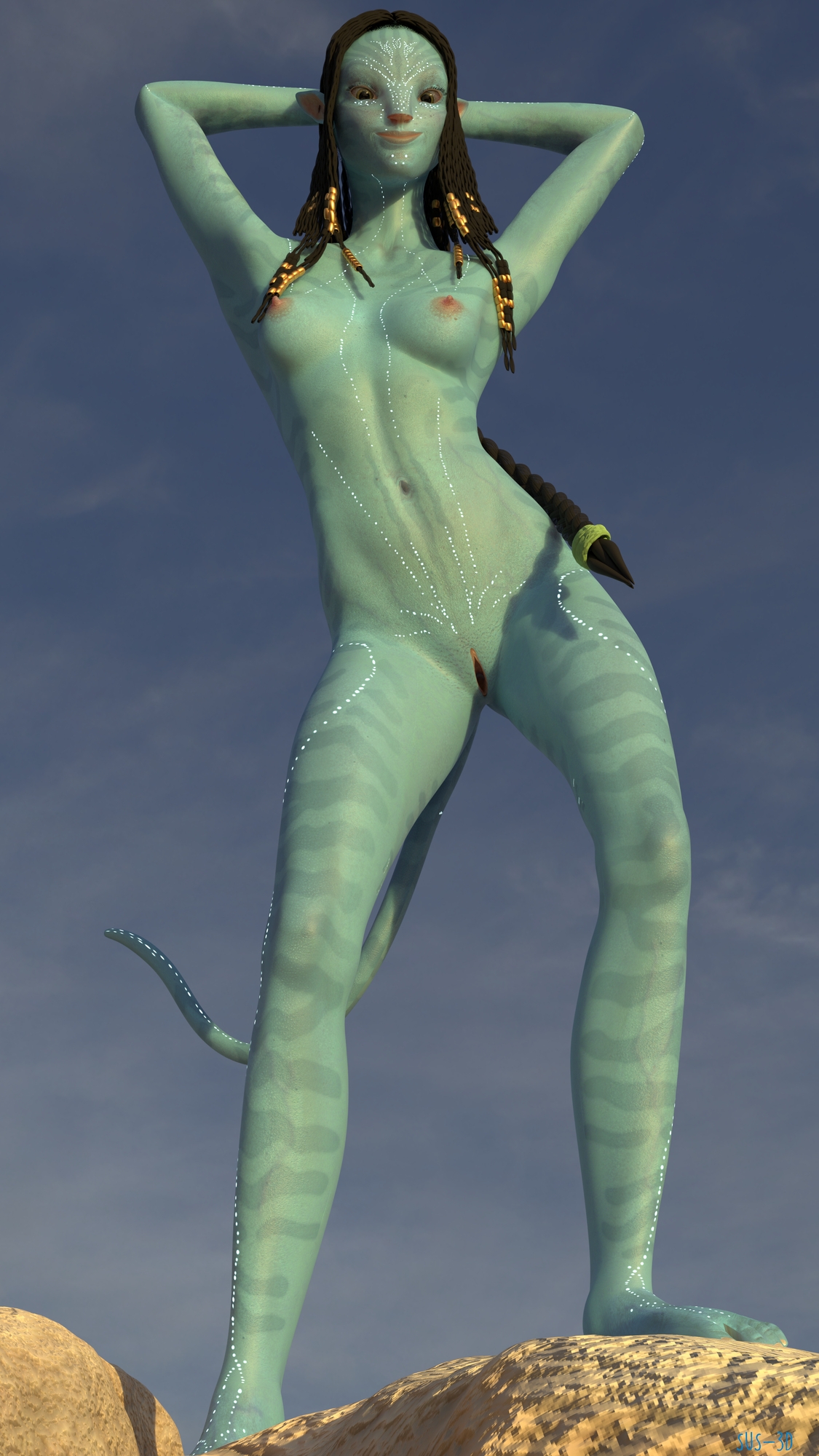 Neytiri Naked posing from Avatar Neytiri (avatar) Avatar Naked Posing Sexy Fantasy Creature Pussy Small Tits