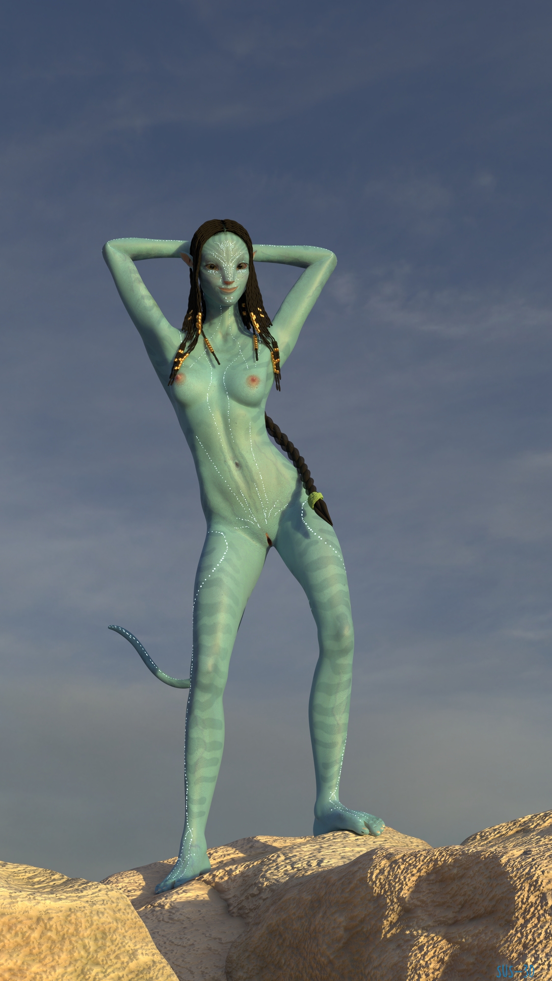 Neytiri Naked posing from Avatar Neytiri (avatar) Avatar Naked Posing Sexy Fantasy Creature Pussy Small Tits 3