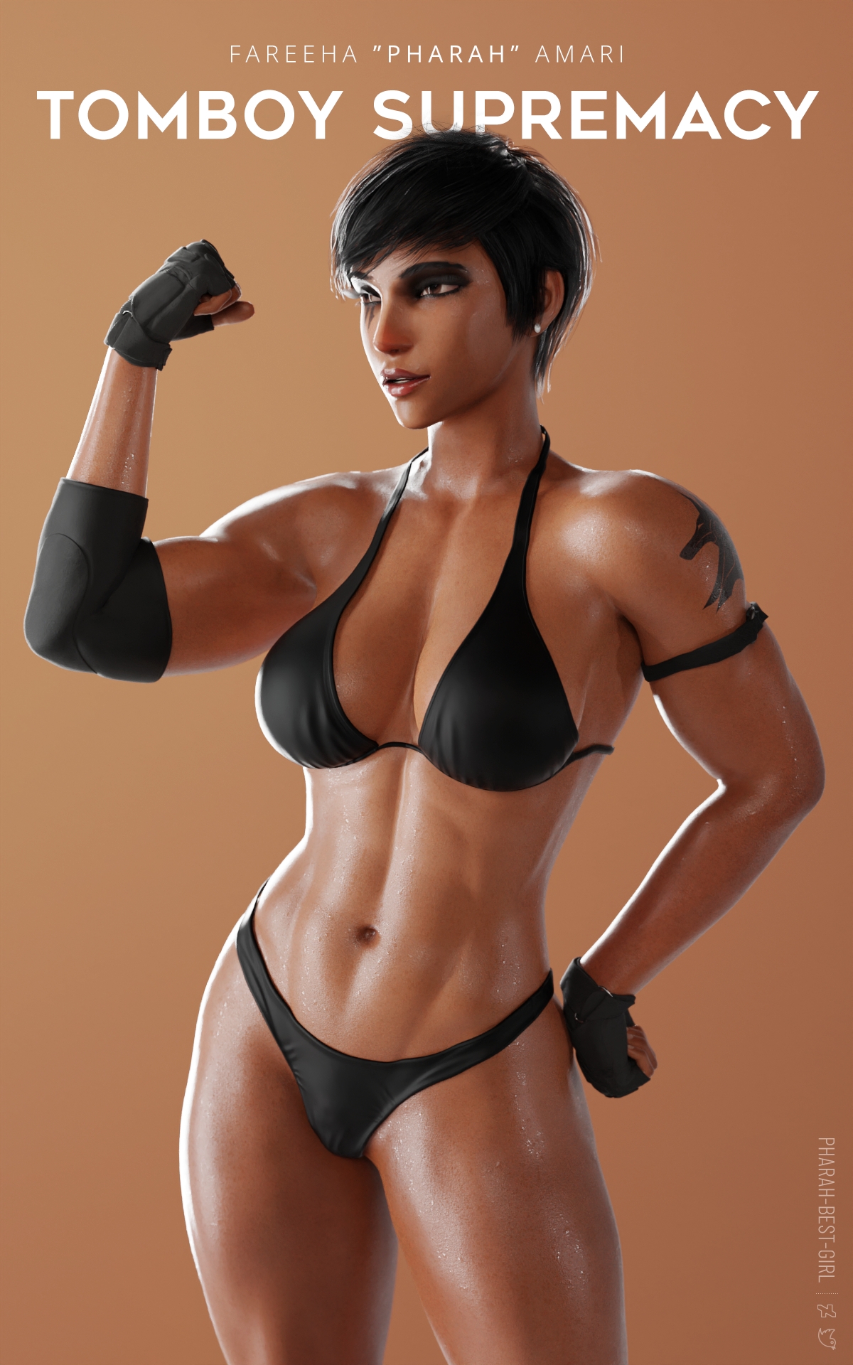 Pinup 150 Pharah (overwatch) Overwatch Pharah Muscular Girl Muscles Musclegirl Brownskin Tomboy 2