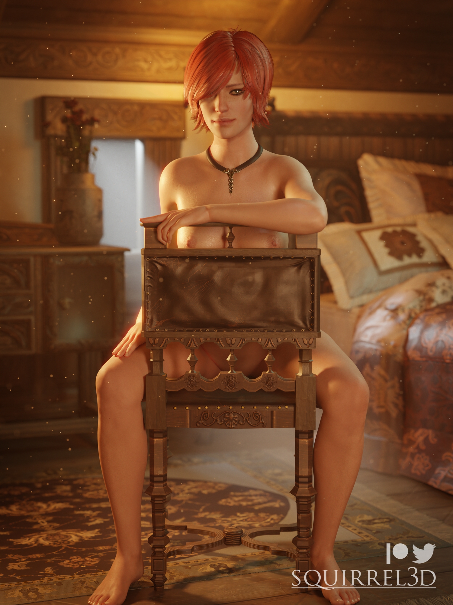 Scarlet Candlelight - Shani Pinup The Witcher The Witcher 3 Shani Pinup Small Boobs Small Breasts Red head