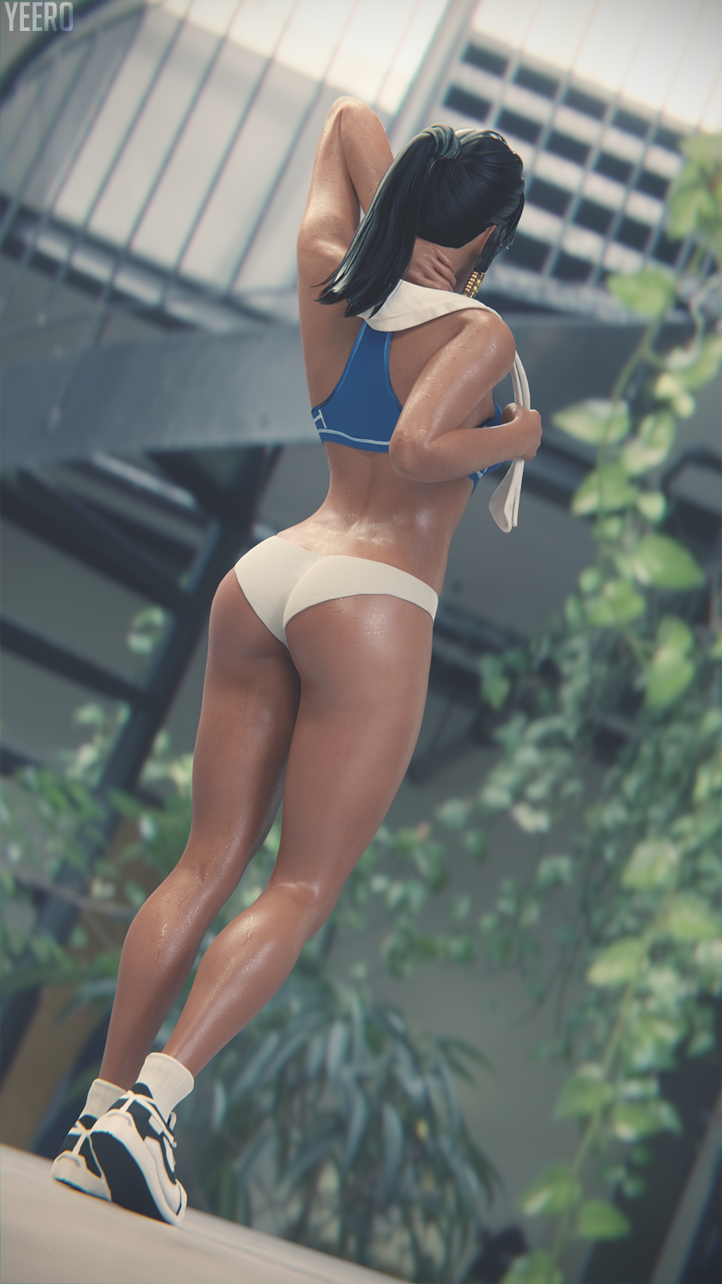 Pharah Gym Overwatch Pharah Overwatch Gym Fitness Booty Ass Perfect Body Nude Naked Videogame Character Pose Outfit Panties Sweaty 3d Girl 3d Porn 2