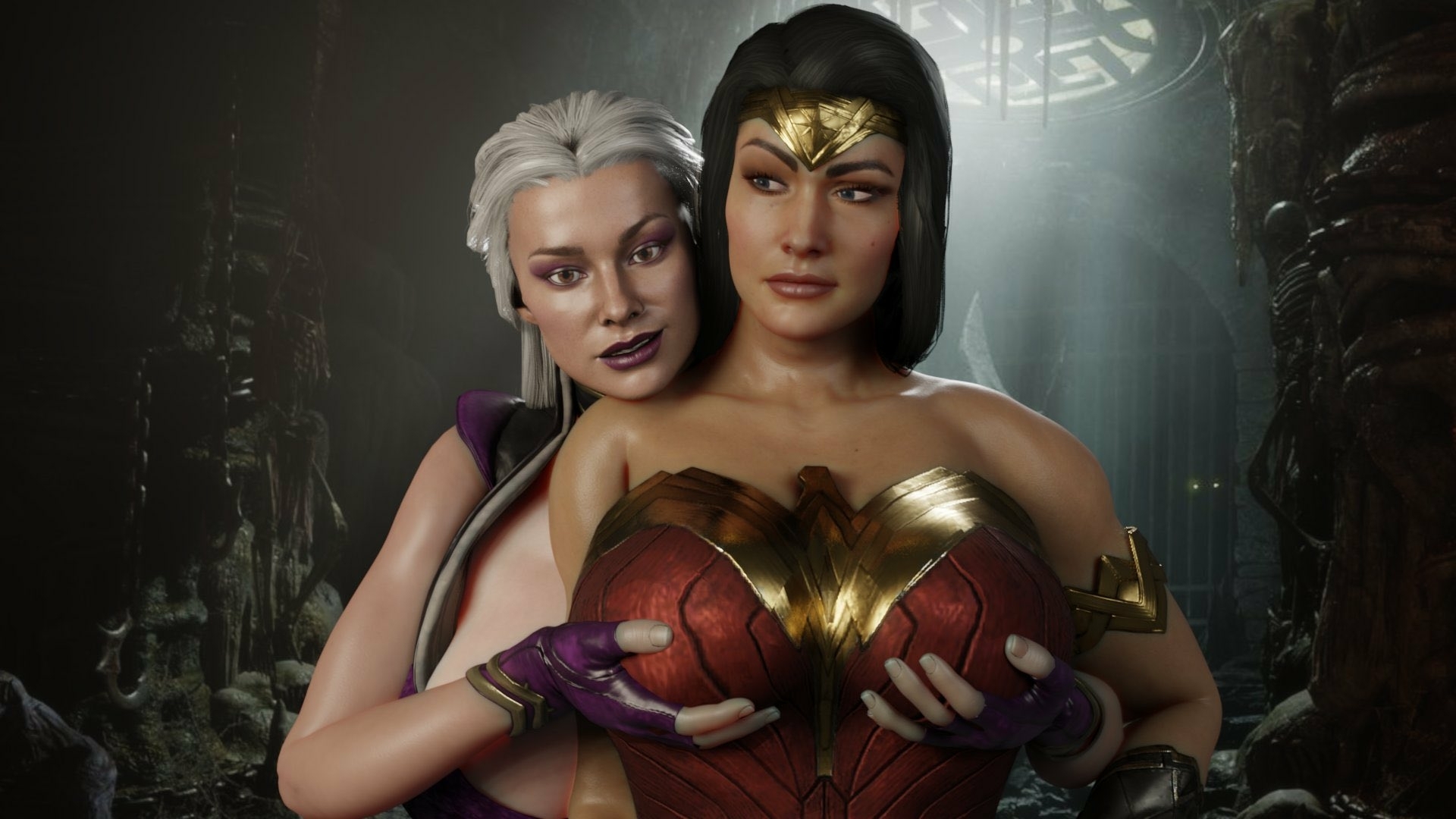 Need to spread the Wonder Woman and Sindel love :) Mortal Kombat Sindel Wonder Woman Wonder Woman Series Nipples Boobs Big boobs Tits Ass Big Ass Cake Sexy Horny Face Horny 3d Porn